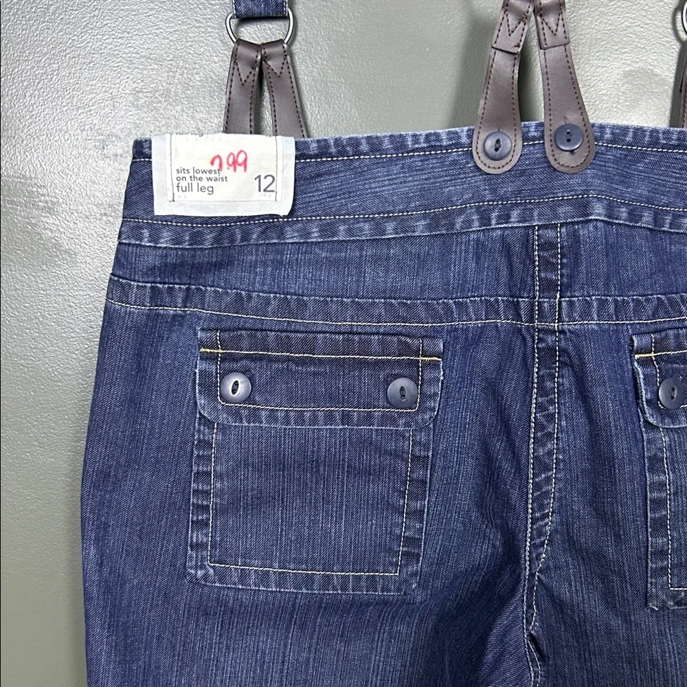 LOFT Light Blue Denim Extra-wide Leg Jeans with Suspenders - Picture 4 of 10
